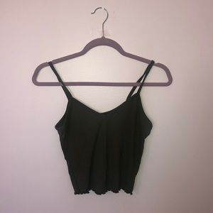 Cropped army green light tank top